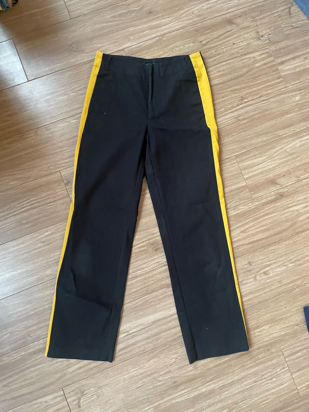 Zara Black Trousers with Yellow Side Stripe